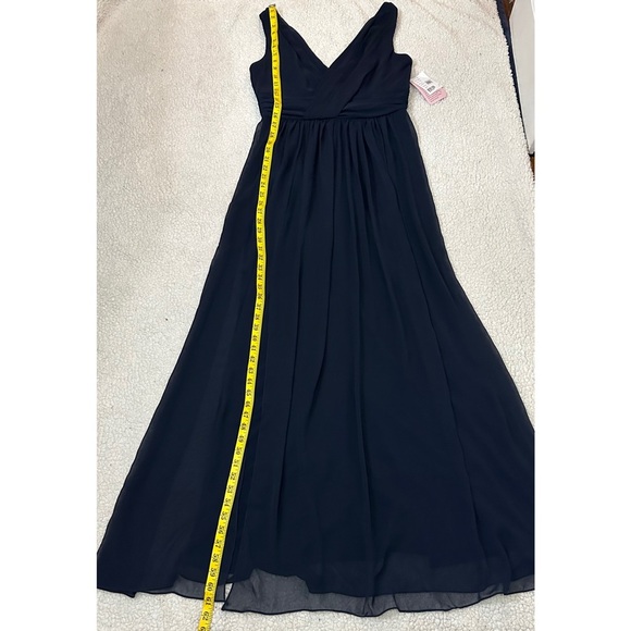 NWT Dessy Collection Blue Pleated V-Neck Gown - Picture 16 of 16